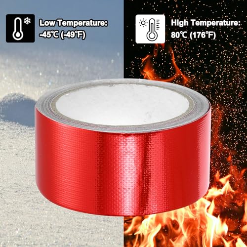 Image of PATIKIL Awning Repair Tape 2 inch x 26ft Waterproof Canvas Tape High Adhesive Tear Repair Patch Kit for PVC Tarpaulin Tent Awning Fabric RV Sail Boat Cover, Red