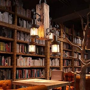 Wood retro pendant lighting industrial vintage chandelier black metal bedroom restaurant suspension lamp cage frame with glass shade house loft bar coffee decoration ceiling lights fitting e27  urban country home decor