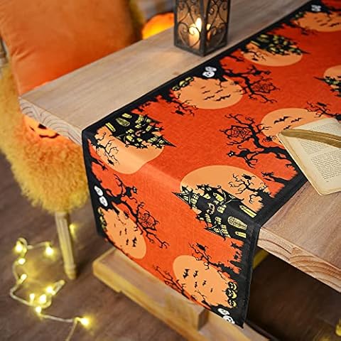 ARTABLE Halloween Tischdecken Tischläufer Quadratische und rechteckige Bedruckte Heimdekoration und Gartendekoration Cover
