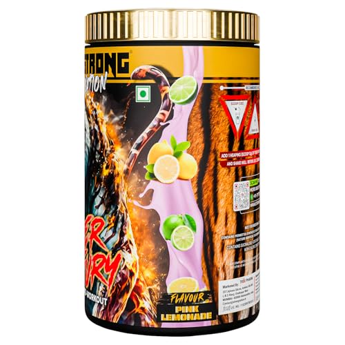 Image of Strong Nation Tiger Fury Pre Workout Powder 360g | High Energy, Pump & Focus Formula | Beta Alanine, L-Citrulline, Creatine & Caffeine | Pre Workout Supplement for Gym Performance (Lemonade)