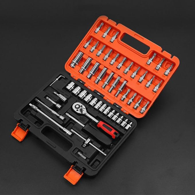 SWAMINE 53 Pcs 1/4 Inch Ratchet Socket Wrench Set Drive,Bit Socket,Extension Bar,Universal Joint,Metric/6-Point/4 Mm-14 Home Handtools Automobile Motorcycle Car Repair Hex Tool Box,Hardware Tool Kit (B0CCDV14WC) Amazon Price History, Amazon Price Tracker