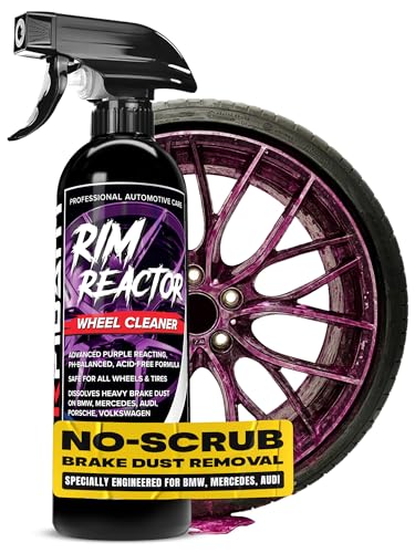 Carfidant Rim Reactor Wheel and Tire Cleaner Spray - Easily Removes Brake Dust & Grime - Safe for Aluminum, Chrome & Black Wheels - Ideal for BMW, Mercedes, Audi & Porsche Wheels - pH Neutral - 16oz