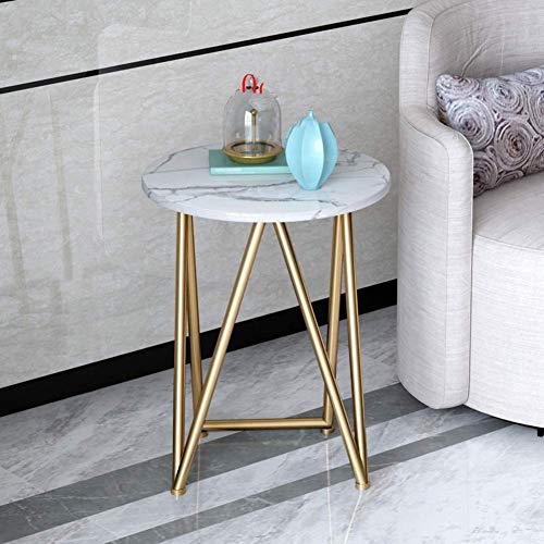 Petite table basse ronde de salon en marbre et bout de canapé