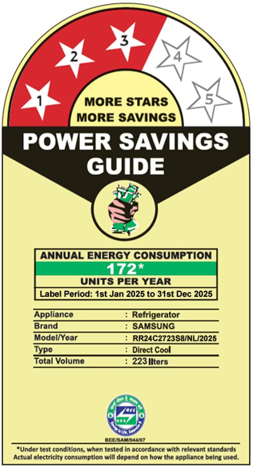 Image of Samsung 223 L, 3 Star Inverter Direct-Cool Single Door Refrigerator (RR24C2723S8 /NL, Silver, Elegant Inox)