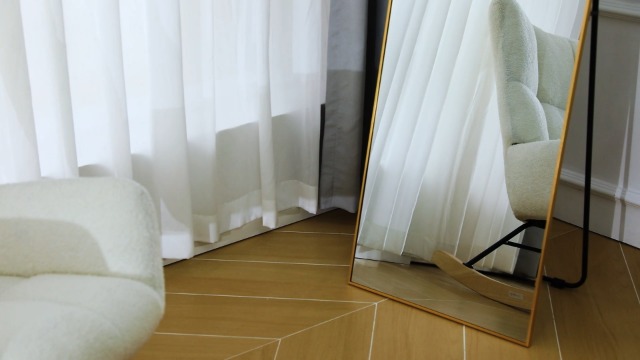 Miroir Sur Pied Clevich - 162x53cm - Cadre Métal Noir - Miroir Mural Ou Sol - Verre Trempé Sécurité