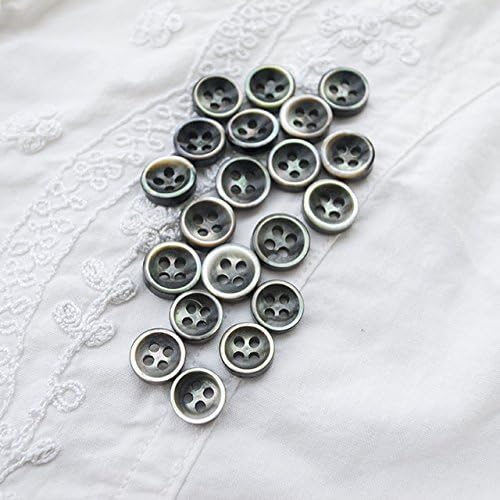 Takashima Black Mother of Pearl Buttons Buttons,(Black Lip Oyster)#BT131 Four-Hole, 9mm(3/8'')5Pieces&10mm(3/8'')15Pieces
