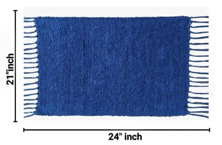 Image of Pooja Pure Cotton Hand Knitted Reversible Aasan Mat (Royal Blue, 24 inchX21 inch | 60X53cm)
