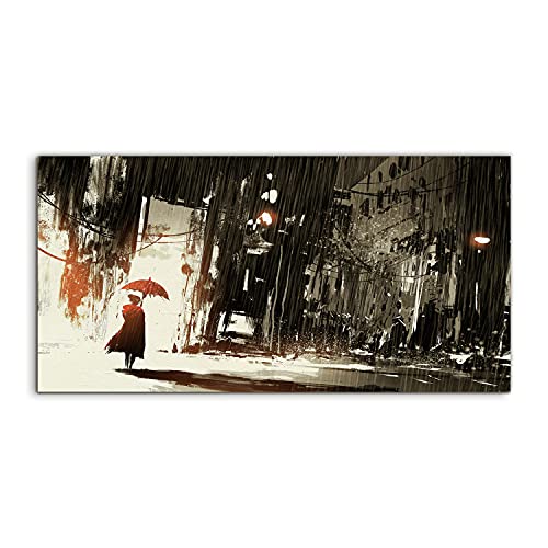 Photo murale acryl art parasol city rain pour créer un salon cosy et moderne