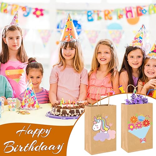 Image of XPCARE Brown Paper Bags with Handles, 100Pcs 5.25x3.25x8.25'' Kraft Bags