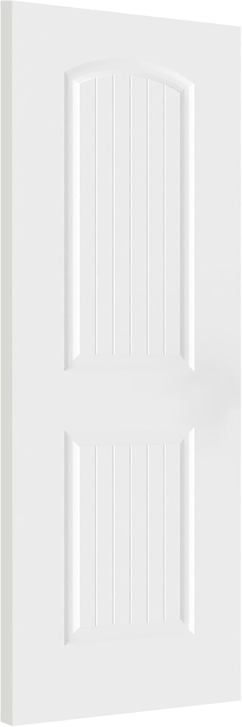 BARNSMITH 30x80 in 2-Panel Arch Top Plank Primed Molded Door Slab, Classic White Paintable Hollow Core Interior Door Panel, for Swing, Pocket, Sliding Door, Durable and Lightweight