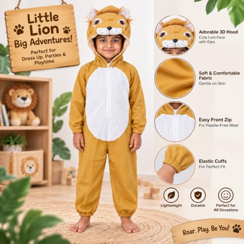 Image of Animal Costume for Kids | Plush Fancy Dress Costume for Boys & Girls |School Fancy Dress, Annual Day, Jungle Theme, Role Play, Halloween & Birthday Party