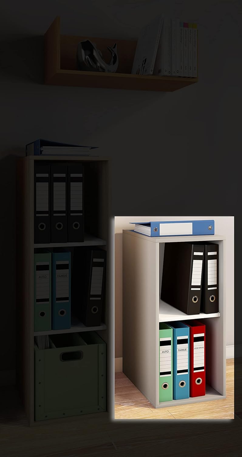 VCM Holzregal stehend | platzsparender Aktenschrank | Maße ca. H. 74 x B. 35 x T. 37 cm | Elegantes Regal | Büroregal – Lona I 2f