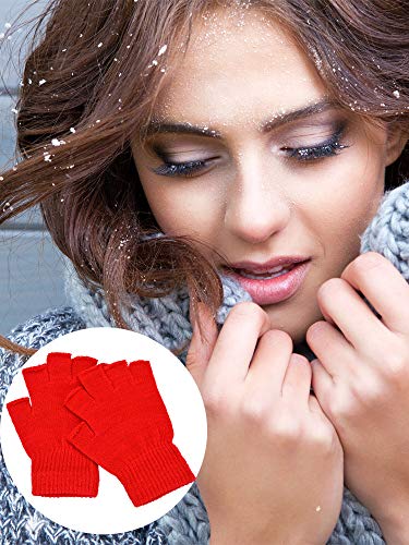 Bememo fingerlose Strickhandschuhe für Jungen und Mädchen, einfarbig, 4 Paar Gr. Medium, Schwarz, Grau, Weinrot, Rot.