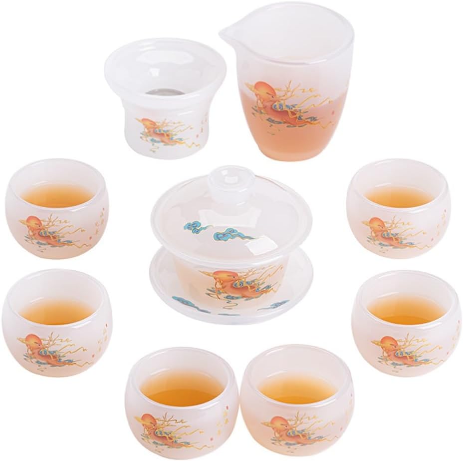 Chinese Iced Glass Decal Paper Kung Fu Tea Set Gift Box for Home and Business Gifts