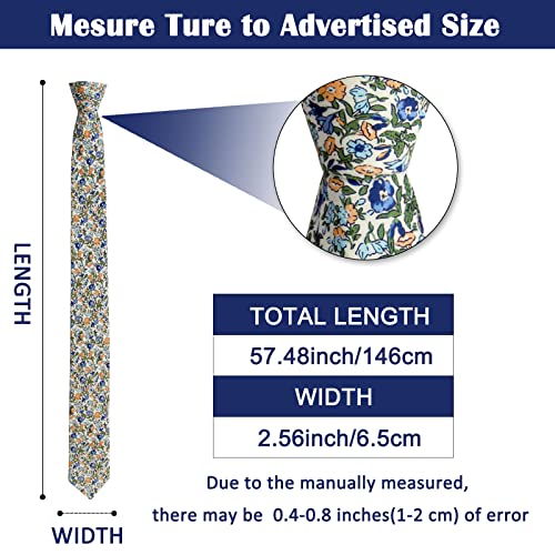 Image of Mantieqingway Men's Cotton Floral Neck Tie 2.56'' Printed Skinny Tie