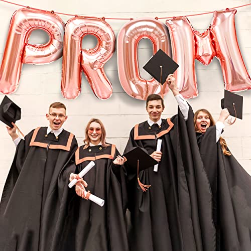 Image of Prom 2026 Balloons Rose Gold 32 Inch Giant - Prom 2026 Decorations Decor for Graduation Party Foil Mylar Balloons Banner Sign