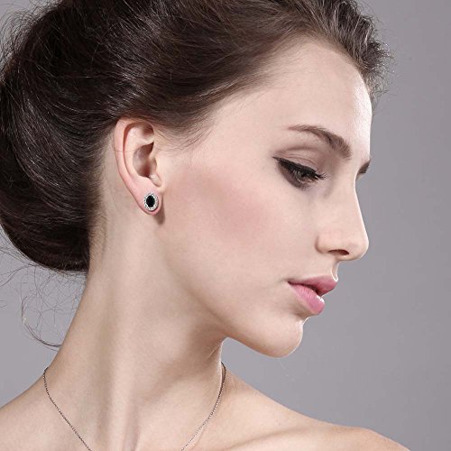 Gem Stone King 925 Sterling Silver Oval 6X4MM Gemstone Birthstone Removable Jacket Stud Halo Earrings For Women2