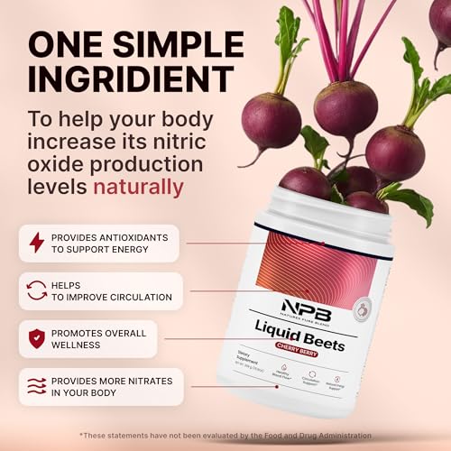 Image of Nature's Pure Blend Organic Beet Root Powder - Nitric Oxide Booster L-Arginine - Liquid Beets for Blood Flow Circulation & Energy - Pre-Workout Endurance Support - 8,000 MG
