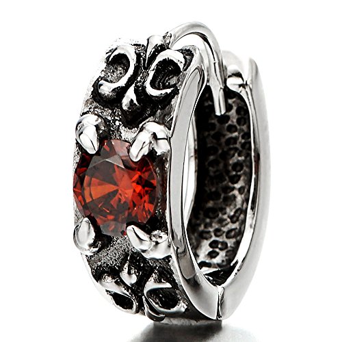 Pair of Vintage Huggie Hinged Hoop Earrings Stainless Steel with Cz Unisex Men Women2