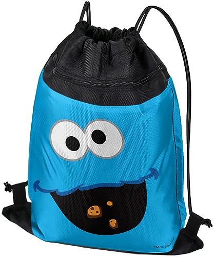 LOGOVISION Sesame Street Cookie Monster Face Drawstring Backpack Sports Bag Sackpack 17