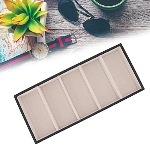 Image of CHICIRIS Sunglasses Storage Organizer, 5 Compartments Sunglass Tray Leather Eyeglasses Glasses Display Case for Table Drawer