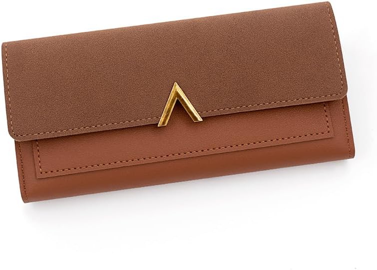 Billeteras para mujer, de gran capacidad, de lujo, de piel encerada, cartera de embrague, organizador de múltiples tarjetas, Marrón, Carteras para