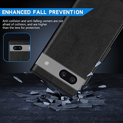 Image of ZZXX for Google Pixel 7a Wallet Case Magnetic Closure 6.1 inch,Black