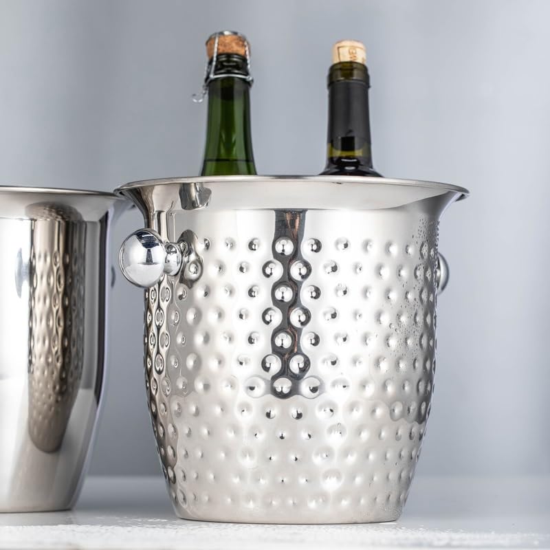 Secchiello per il ghiaccio in acciaio inox, grande bacinella per champagne, secchiello per il ghiaccio con doppio manico per vino rosso, secchiello per il ghiaccio per la casa, secchiello per cocktail