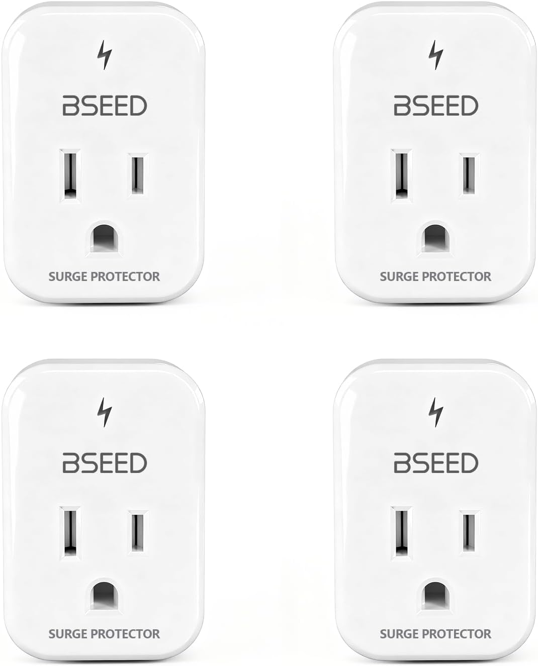 BSEED 1620 Joules Single Outlet Surge Protector, 1800W Mini Surge Protector for Refrigerator, PC, TV, Xbox, PS5, Home Appliances, Voltage Protector with LED Indicator, 120V, 4 Pack