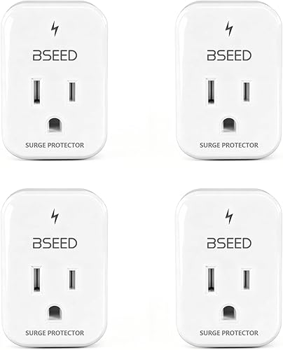 BSEED Protector de sobretensiones de 1620 julios, 1800 W, mini protector de sobretensiones para refrigerador, PC, TV, Xbox, PS5, electrodomésticos,