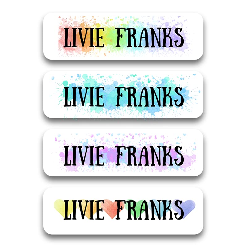 Custom Kid Name Labels for Daycare(128 ct.), Waterproof Dishwasher Safe Camp Personalized Name Stickers for School Supply, Baby Bottles, Lunch Boxes and Cups, Travel. (Pattern 4)