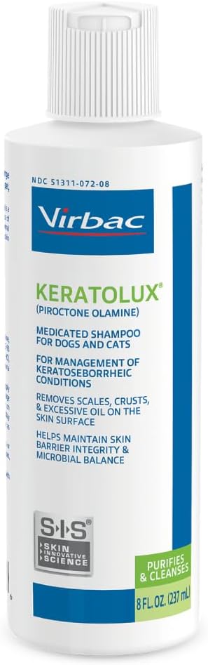 KERATOLUX® (Piroctone Olamine) Medicated Shampoo for Oily to Flaky Skin, Seborrheic Prone Dogs and Cats - 8 oz