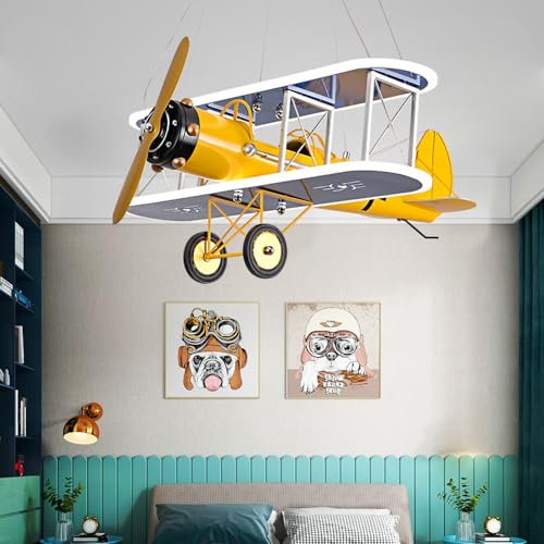 Lustre enfant avion de chasse LED variable grand format design dessin animé - 2