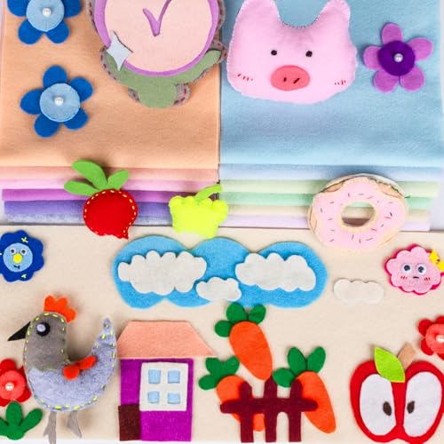 Image of XSEINO 12 Rolls 8 inchx35 inch 1.4mm Thick Soft Felt Fabric Sheet 12 Assorted Pastel Garden Series Colors Felt Pack for DIY Craft Sewing Squares Nonwoven Patchwork