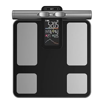 Satisjoy 8-Electrode Smart Body Fat Scale, CS10E High Accuracy Segmental Body Composition Analyzer with Handle, Large LED Color Screen, BMI, Works with Fitness Apps