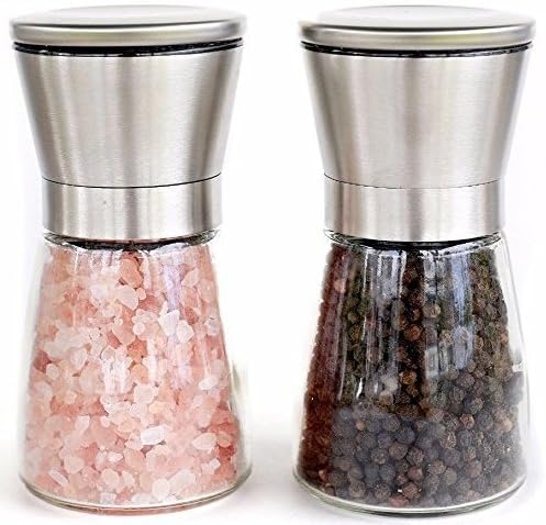 Premium Hourglass Style Salt and Pepper Grinder Set by Simple Kitchen Products