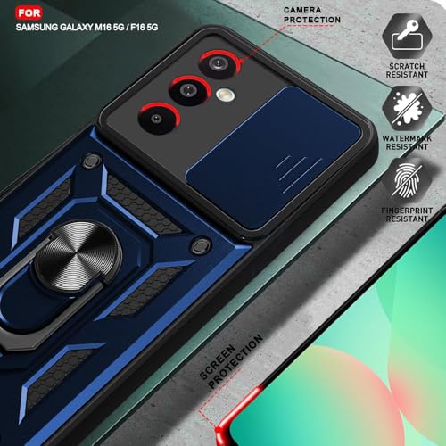 Image of Luxe Back Cover for Samsung A16 5G / Samsung F16 5G / Samsung M16 5G | D10 Tough Armor Case | Sliding Camera Shield | 360 Protection | Kickstand Ring Holder | Military-Grade Shockproof Case