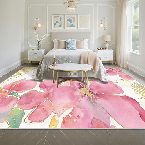Tapis de salon motif floral moderne rose pour réveiller la décoration de la chambre