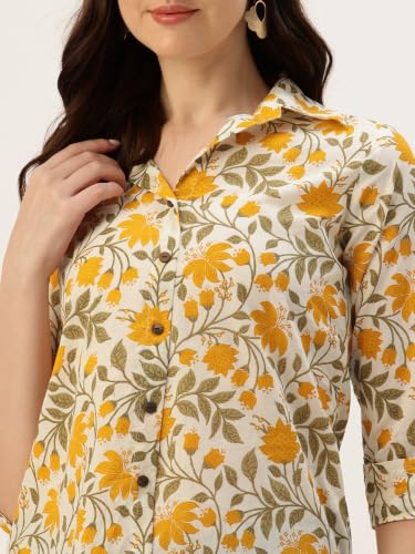 Image of feranoid Classic Collared Cotton Shirt with 3 /4 Sleeve for a Timeless Casual Look