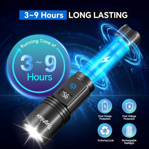 3-Pack Tughlax 5-Mode Rechargeable Flashlights w/ LCD Digital Display - image 4