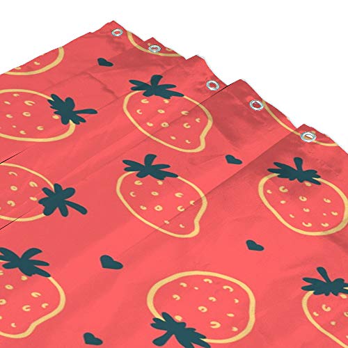 Rideau de douche fraise rouge en tissu imperméable 168x183 cm