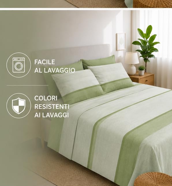 Parure de lit double 100% coton italien haut de gamme Switch vert