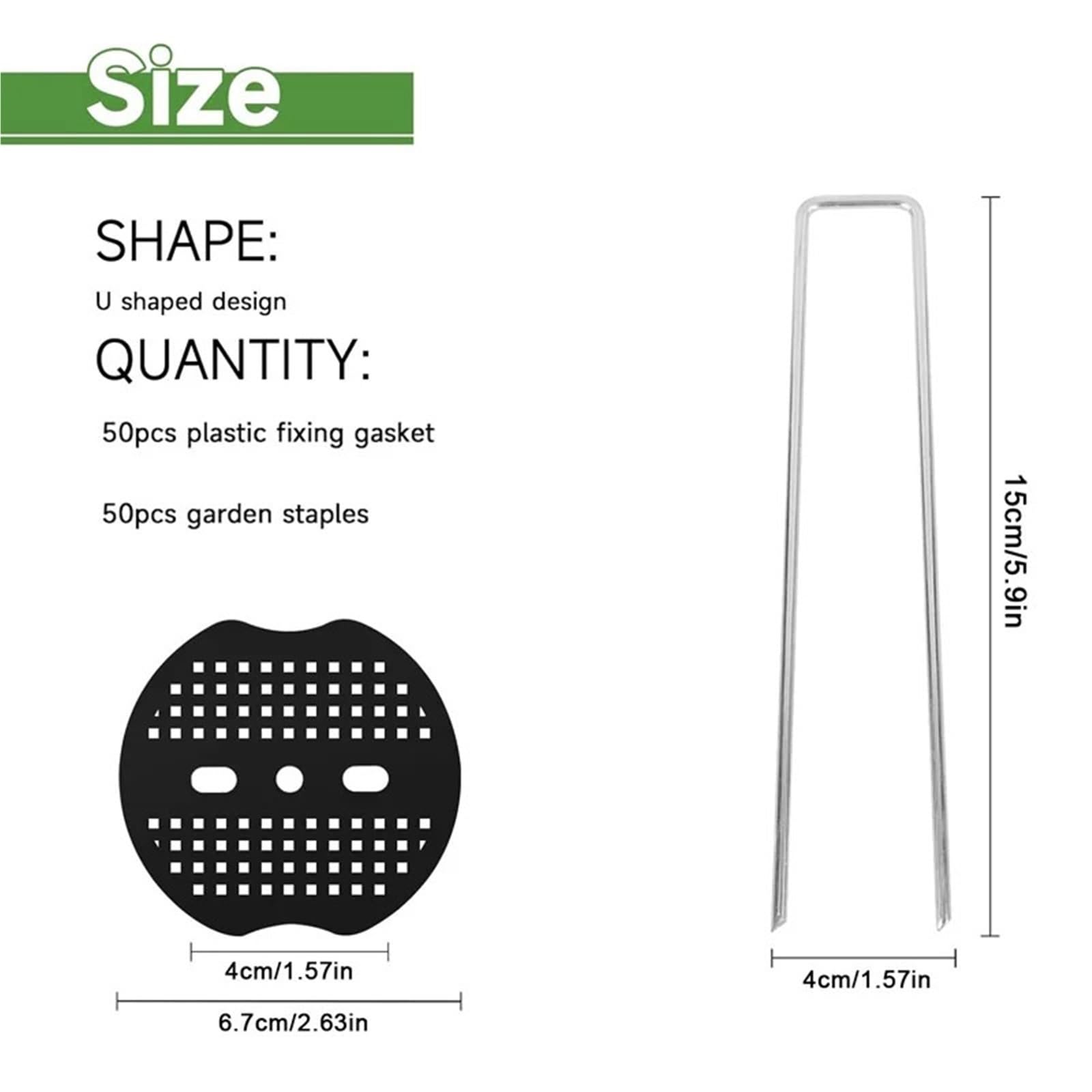 Picchetti da Giardino A U Kit di 50 Chiodi fissi a Forma di U for Giardino, picchetti, ancoraggi for Giardinaggio, Copertura del Terreno, Prato per Tessuto, Erba Artificiale