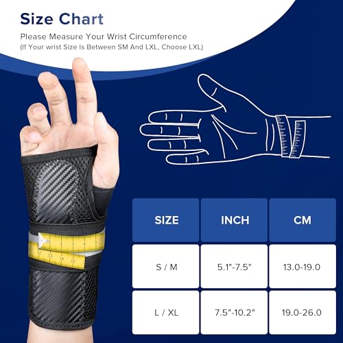 Lalent Carpal Tunnel Wrist Support Brace with Metal Splint Stabilizer Wrist Splint for Men and Women Hand Support for Arthritis Tendonitis, Sprains, Pain Relief RSI, Sports Protect (Right Hand, S/M) - Image 6
