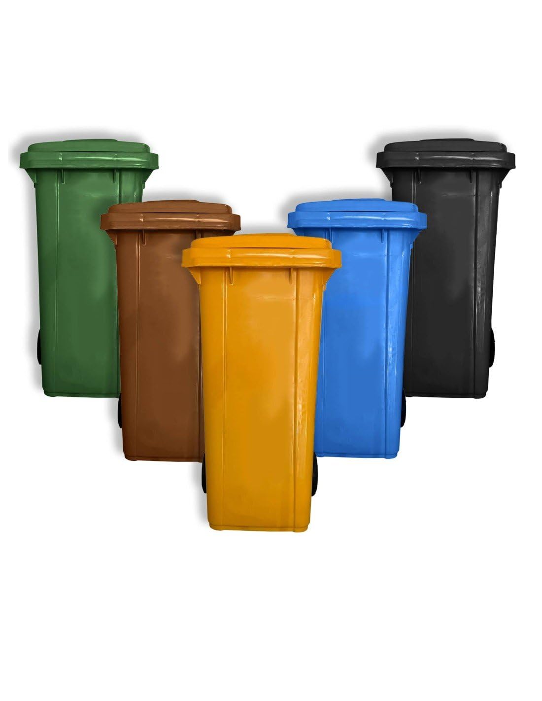 JARDIN202 - Contenedor de Basura Reciclables de Colores con Ruedas 240L | 240 L (Negro)