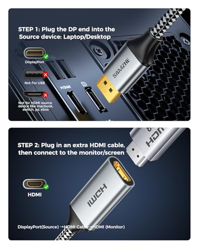 Adaptador SAMZHE DisplayPort 1.4 a HDMI 2.1 8K 60Hz miniatura 3