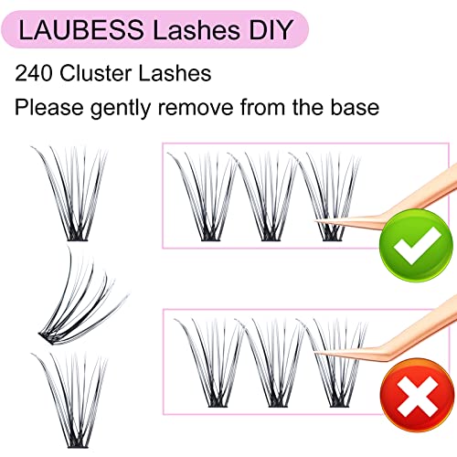 Image of Eyelash Clusters LAUBESS Lash Clusters Individual Lashes Cluster Eyelash Extensions DIY at Home Waterproof Cluster Lashes (10D /20D-D-Mix9-16)