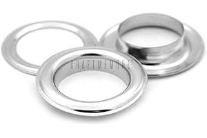 CRAFTMEMORE 1" Hole 10 Sets Grommets Eyelets with Washers for Leather, Tarp, Canvas (Silver)