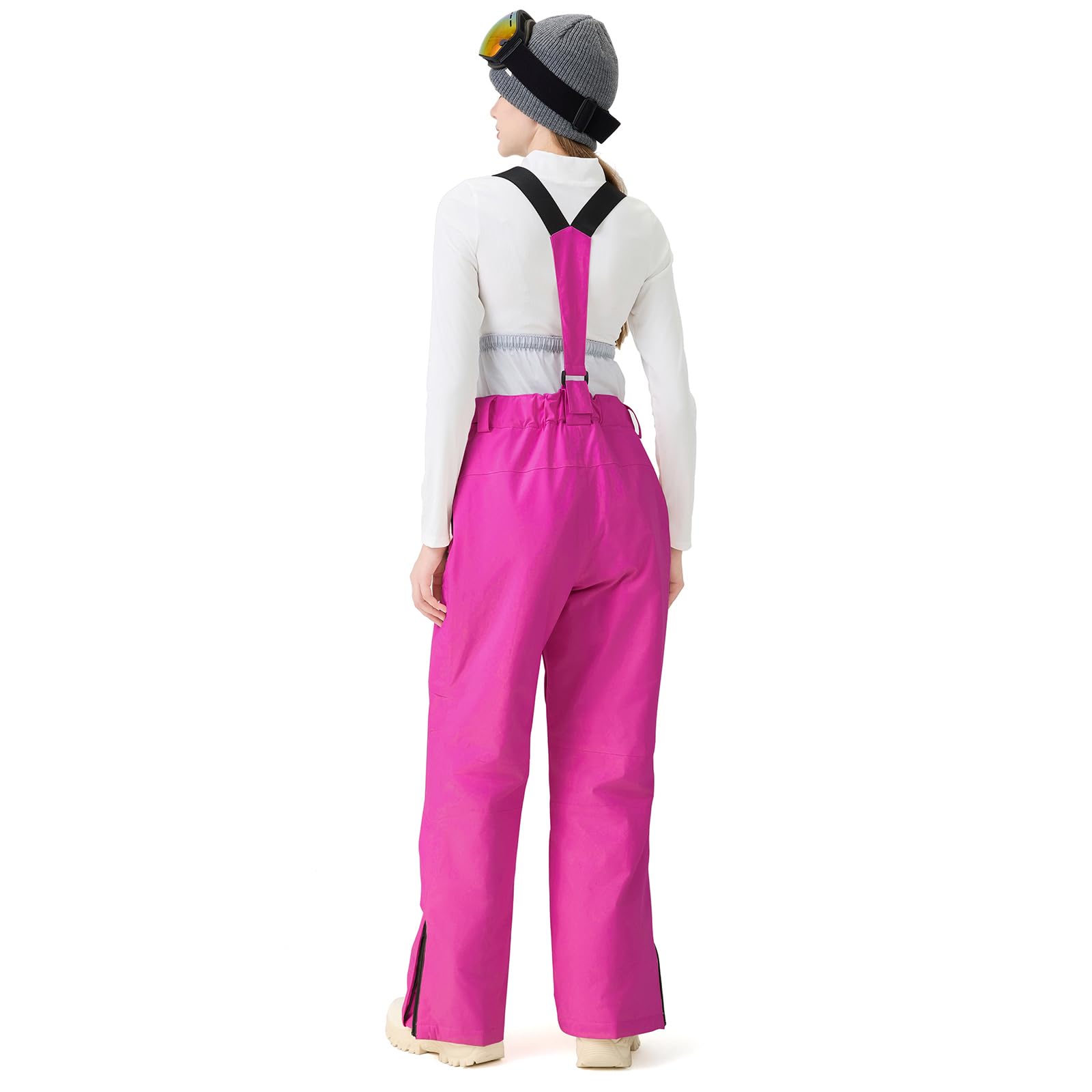 ALSOGO Pantalones de esquí para mujer, impermeables, aislados, para invierno, snowboard, tirantes ajustables, pantalones de nieve, resistentes al viento, pantalones cálidos para exteriores