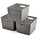 EZOWare Storage Baskets, Large Gray Plastic Organizer Knit Baskets - Pack of 3